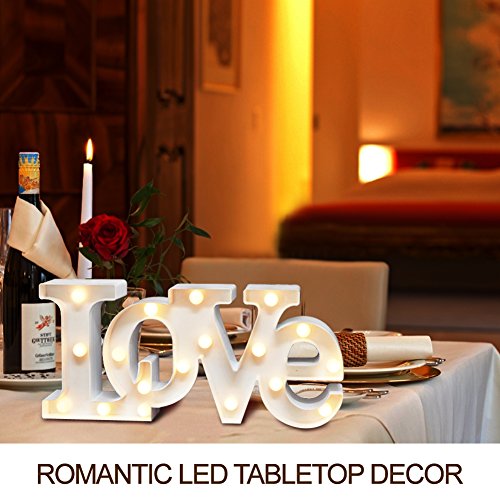 Bright Zeal 16" X 7" Large Love Bedroom Decor Lights Led Marquee Letters (White) - Love Sign For Wall Table - Wedding Decorations Lights For Reception - Mothers Day Table Top Decor For Office Home #TOP2