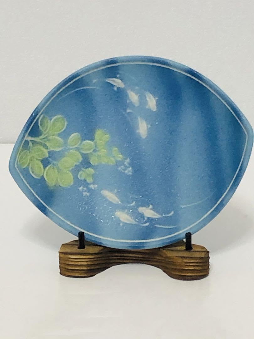 皿飾り皿魚紋 陶器古玩置物インテリア工芸品美術品A3042
