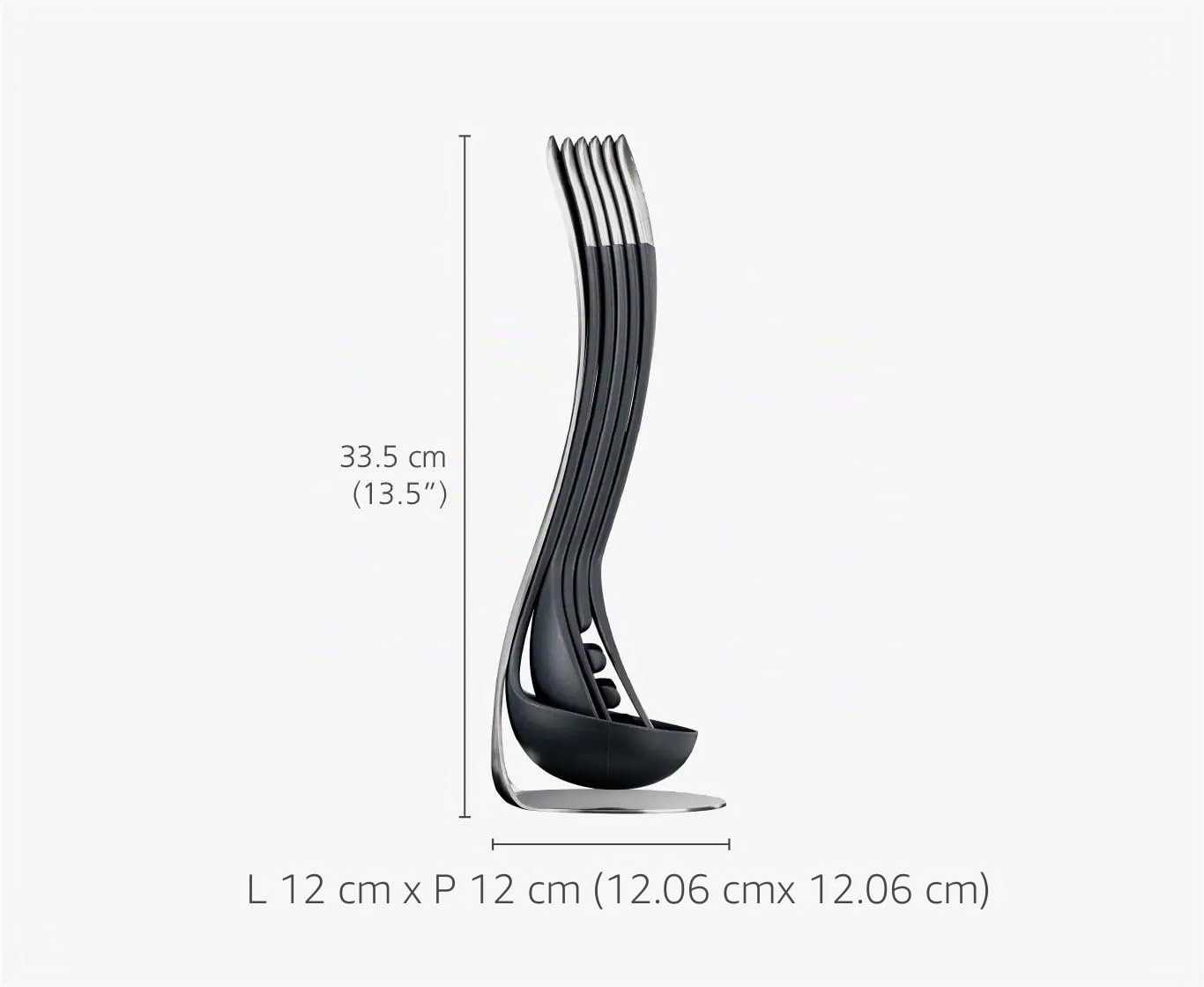 Joseph Joseph Set di 5 utensili Nest con supporto magnetico, organizzazione della cucina compatta, lavabile in lavastoviglie, nero/acciaio inossidabile