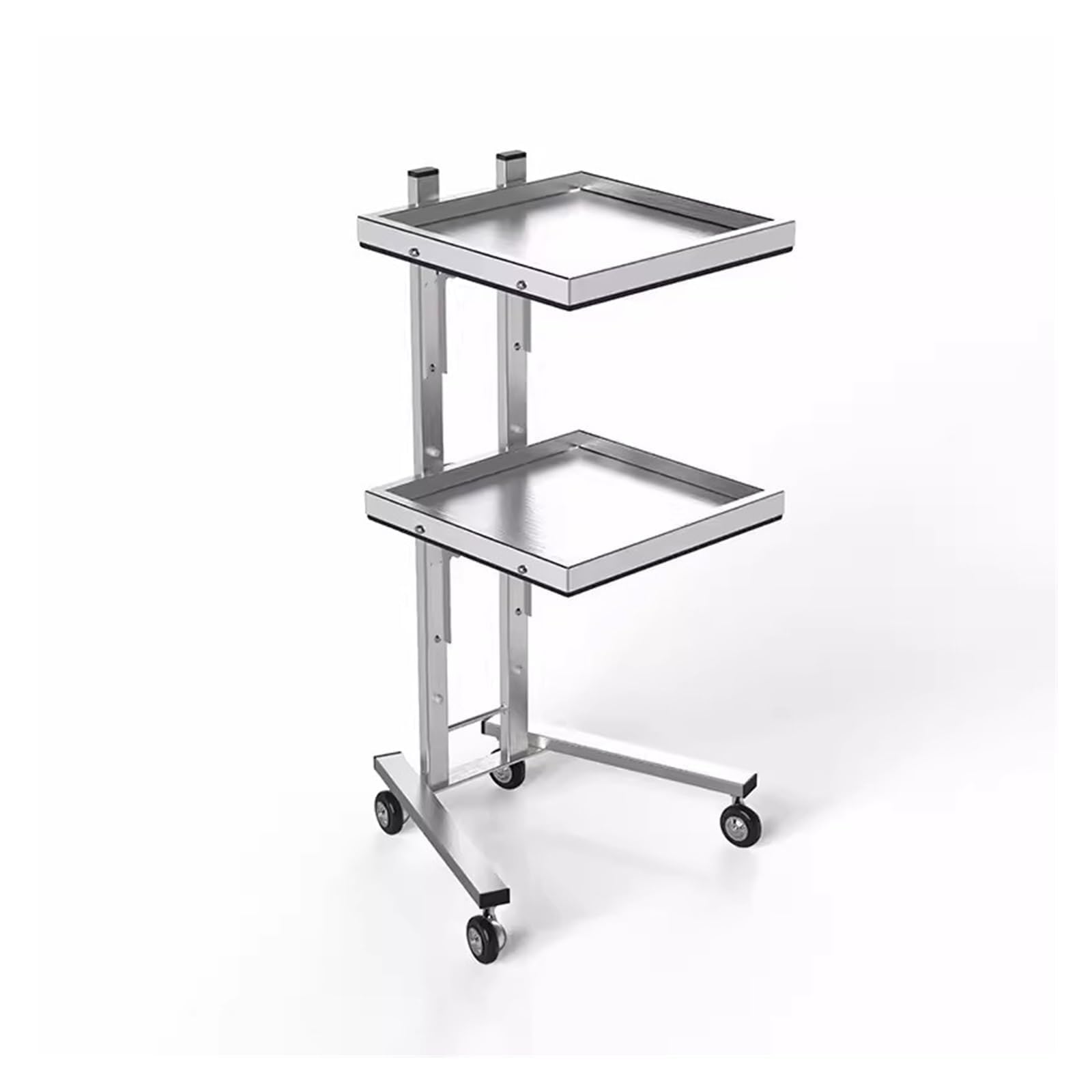 ZYJIX Stainless Steel Salon Storage Stand With Wheels Trolley Tray Storage Cart - 3-Tier Metal Rolling Cart For Beauty Salon, Kitchen, And Storage Solutions(Color:Silver)