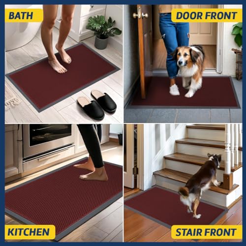 Image of Muddy Mat Mesh Quick-Dry Door Mat - Heavy-Duty, Sand & Dirt Trapper for Outdoor & Indoor, Ideal for Entrance, Mudrooms, Patios & Garages, Low-Profile, Non-Slip, Washable - Red 17 inchx30 inchx0.4 inch