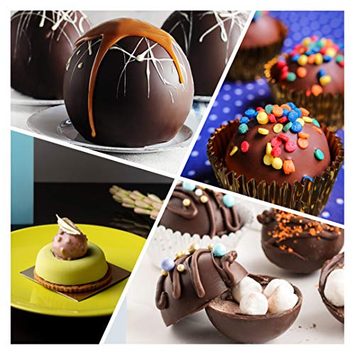 Semi Sphere Silicone Mold - 6-Hole Silicon Molds for Baking, Soap Making, Resin Casting - Hot Chocolate Bomb, Cupcake, Muffin, Candy, Gummy and Jelly Maker (3-Pack) - Brown, Blue & Purple - Thumbnail 3