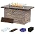 PIZZELLO 43 Inch Propane Fire Pit Table Outdoor Stone Firepit Table Rectangular 50000 BTU Propane Fire Tables for Outside Patio with Wind Guard, Table Lid, Fire Beads, Cover,Pizzello Caldo (Gray)