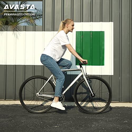 Fixed Frame Riding AVASTA Single-Speed Fixed Gear Bike, Lightweight Aluminum Frame for ...