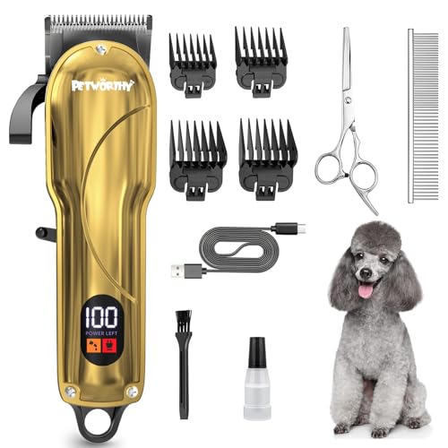PETWORTHY Quiet Dog Grooming Kit - 2000mAh Dog Clippers for