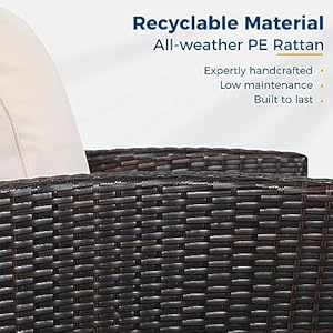 Wisteria Lane 4 Piece Outdoor Patio Furniture Sets Wicker Conversation Set for Porch Deck Brown Rattan Sofa Chair with Cushion