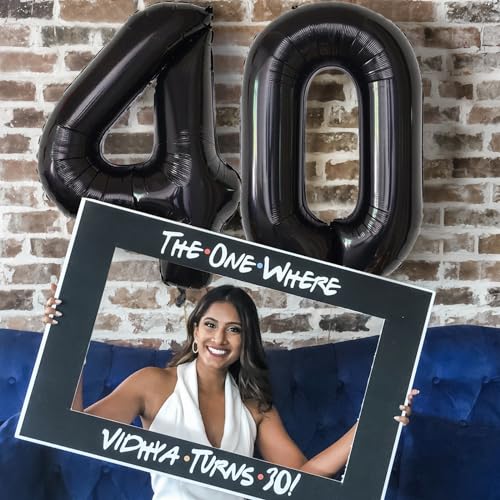Image of SINBEE Black 40inch Reusable Mylar Foil Balloon, 1pcs Number 4 Balloon for Birthday, Anniversary, Party Decorations Supplies