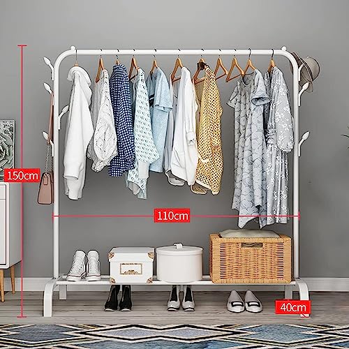 Image of Ozoy Metal Multifunctional Heavy-Duty Quality Garment Stand Cloth Rack Freestanding Storage with Bottom Shelves Adjustable Single Solid Stainless Steel