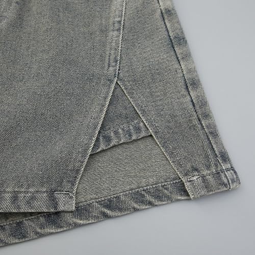 Teens Girl's Side Slits Denim Skirt Y2k Elastic High Waist A Line Jean Skirt with Pockets School Uniform Skorts for4