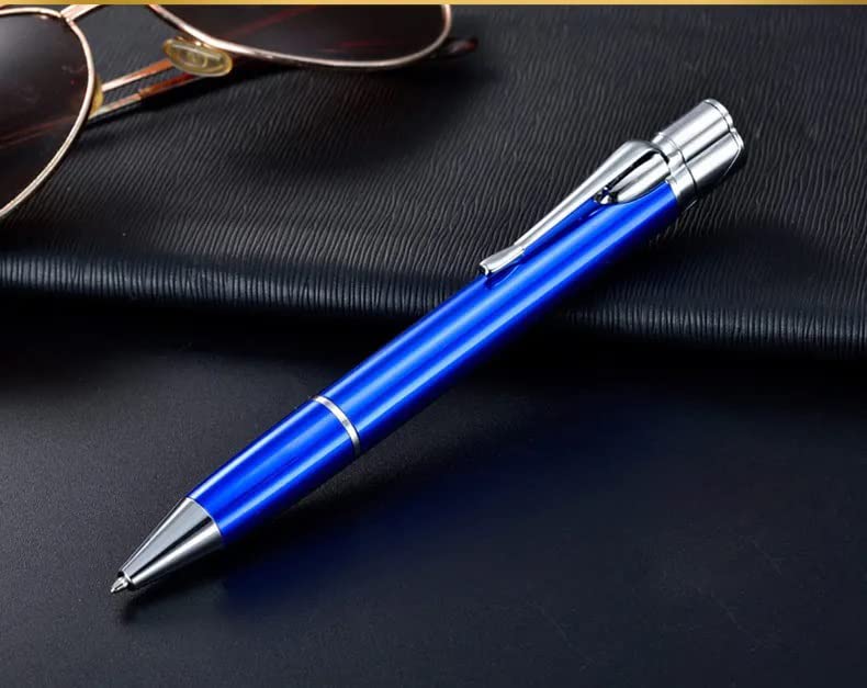 Image of Ritmo 2 in 1 Ball Point Pen Shape Windproof Ultra Thin Lighter - Long Strip Metal Jet Straight Fire (Gas Not Included) (Blue)