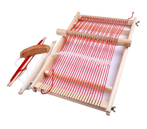 Chonor Telar de Madera con Lana para Niños, Completo Kit Telar con Hilo de Juguete Artesanales Set de Madera de Tejer Telar para Principiantes (40x25 CM)