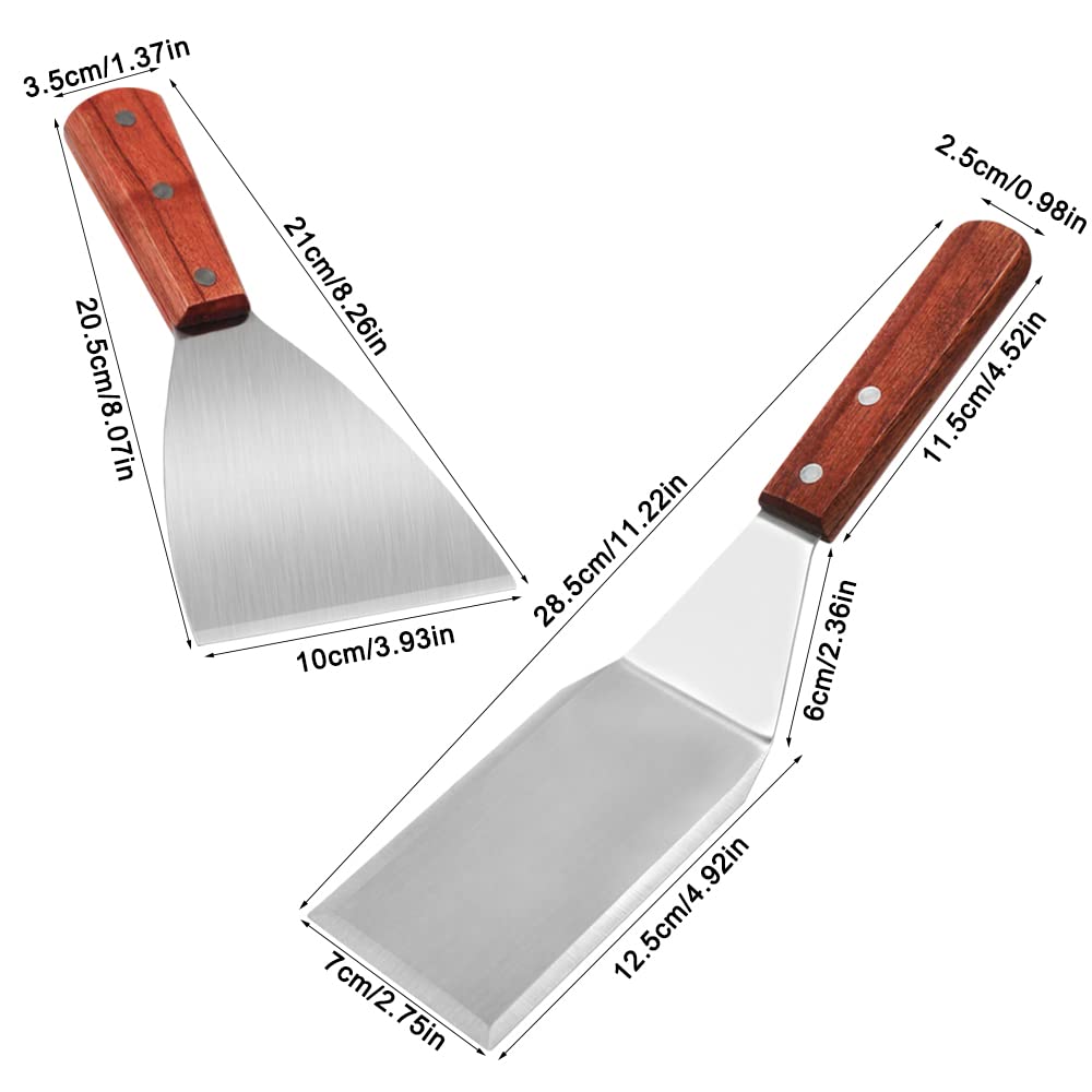 Com-four Lot De 2 Grattoirs à Griller Avec Manche Bois - Spatule Barbecue Inox