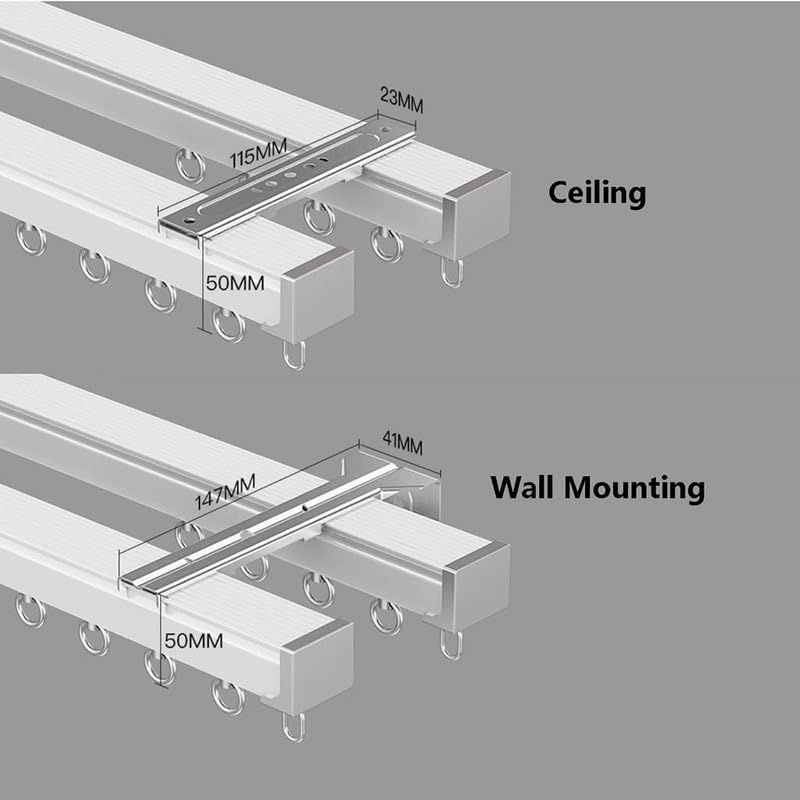 Riel de cortina doble de aleación de aluminio resistente para techo y pared de 1 a 6 metros 6