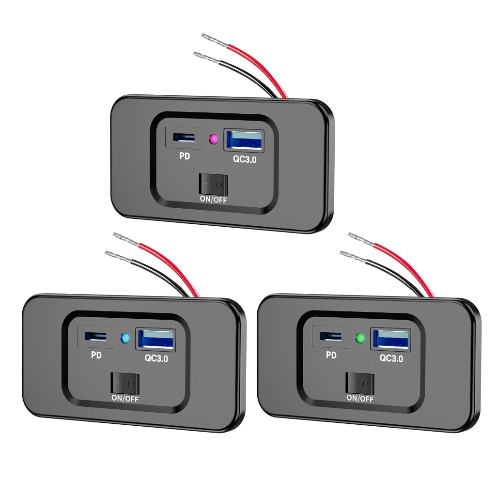 Stacja ładująca do pojazdów DIY QC3.0 USB PD20W port USB C gniazdo szybkiego ładowania