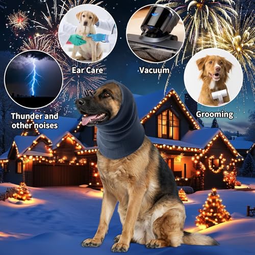 3 Stück Ohrenschützer für Hunde Lärmschutz,Anti-lärm Ohrenschutz Hund,Hohe Elastizität,Hund Schallschutzhaube,Entlasten Sie Angst vor Lärm, Donner, Feuerwerk(Klein+ +Mittel+Groß) (Grau)