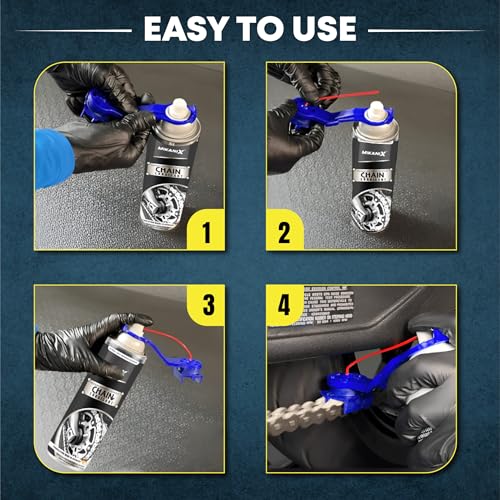 Image of MIKANIX Combo Of Bike Chain Lubricant and Chain Cleaner Spray With Cleaning Brush | Chain Oiler Nozzle Dispenser | Clean | Shine Motorcycle and Bicycle Chain (Pack Of 4) (500 ML)