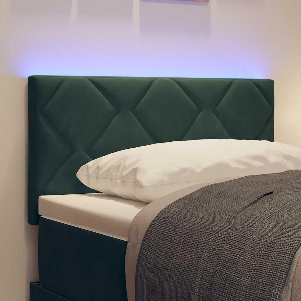 Cabecero de terciopelo verde oscuro 80 cm ajustable con iluminación RGB para cama cabecero funda y tapizado de pared diseño moderno para dormitorio