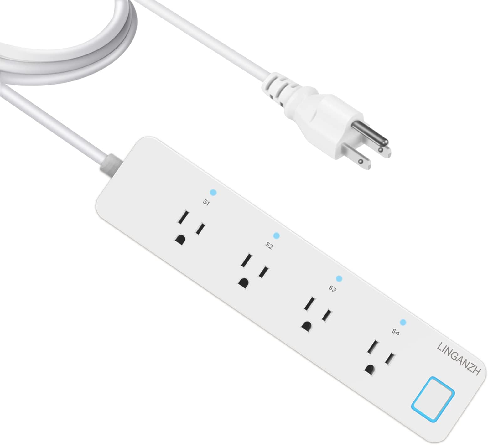 Smart Power Strip Surge Protector WIFI Extension Socket, Compatible with Amazon Alexa and Google Home, Smartphone App Control Appliances, Individual Control, Timing Schedule, No Hub Required