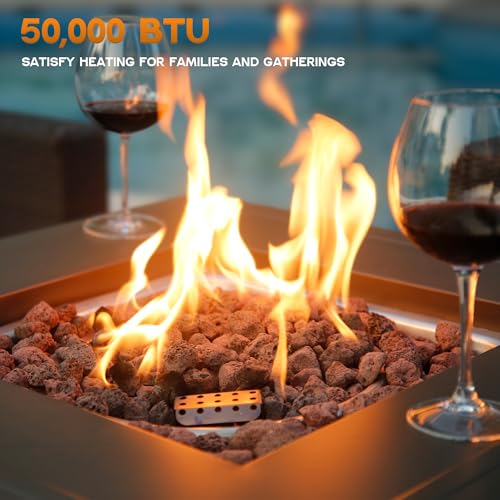BALI OUTDOORS 50,000 BTU Propane Fire Pit Outdoor, 28 inch Propane Fire Pit Table Square, Gas Firepits for Outside Patio, Garden, Backyard - Image 4