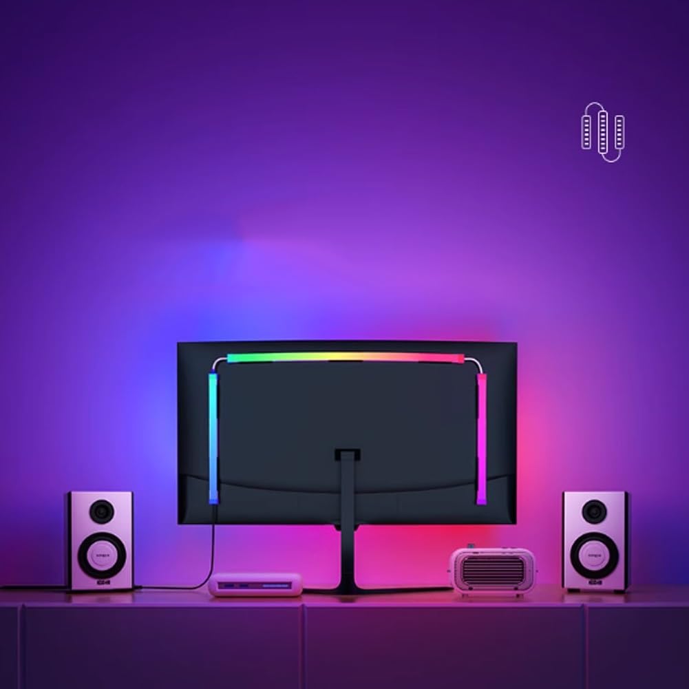 Oświetlenie LED do telewizora, taśma świetlna LED do telewizora, komputerowa taśma świetlna otoczenia dekoracja do salonu gier stołowych podświetlenie monitora ze zmianą koloru wyświetlacza (dla 31
