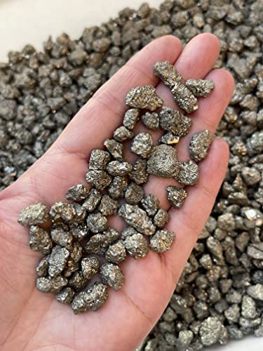 Image of GAF TREASURES 2 oz Lot Natural Semi Tumbled Gemstone Chips, Crushed Mini Crystals, Undrilled Crystal Chips (Pyrite)