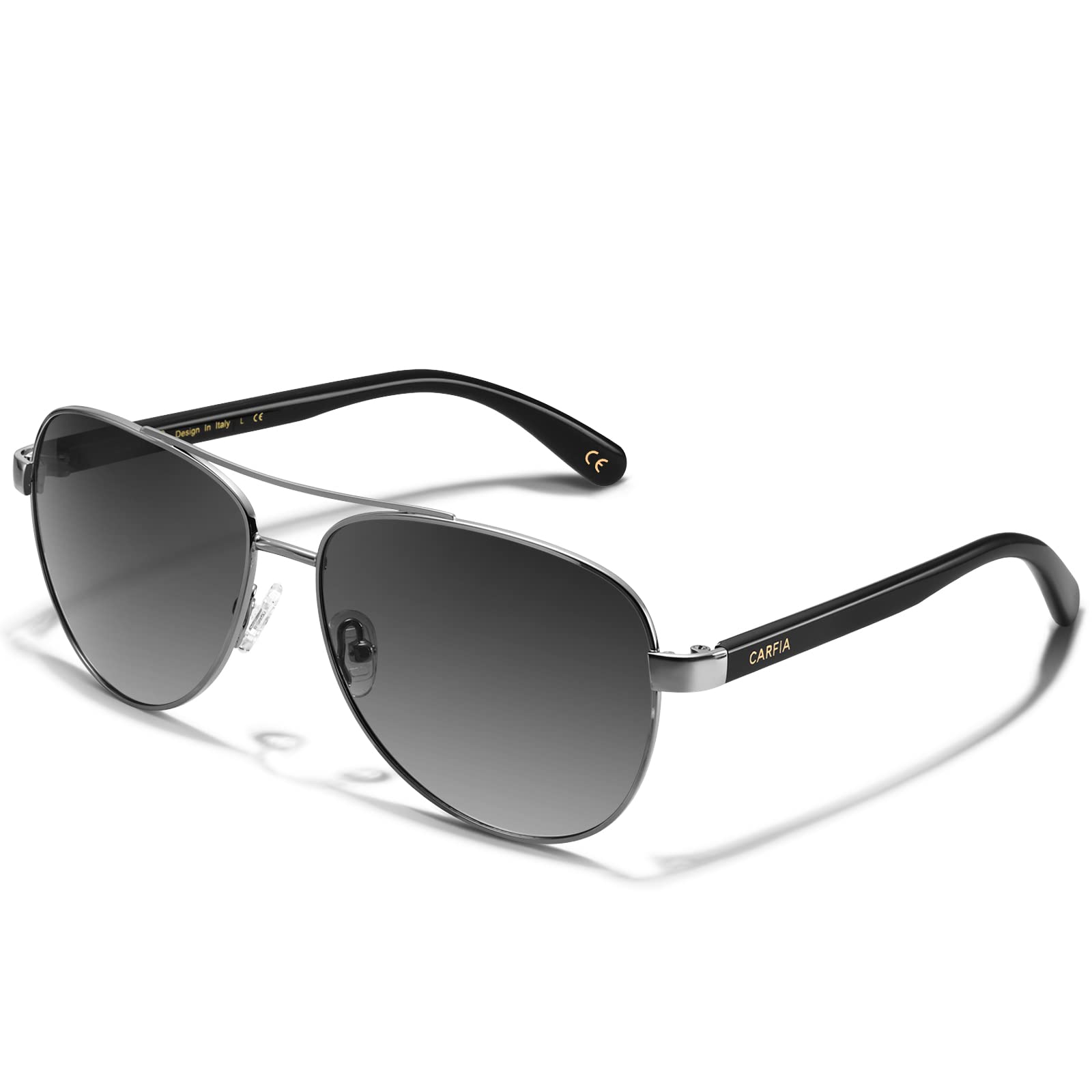 CARFIA Retro polaryzacyjne damskie męskie okulary przeciwsłoneczne UV400 ochrona na zewnątrz jazda sport z metalową ramą, X: Srebrna Ramka Gradient Szary Soczewka, 1