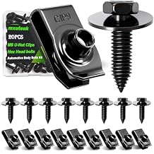 mxuteuk M8-1.25 U-Nut Clips & Hex Head Automotive Body Fender Bolts Kit,for Most Cars Fender,Engine Undertray Cover, Engine Cover & Bumper Fender Liner