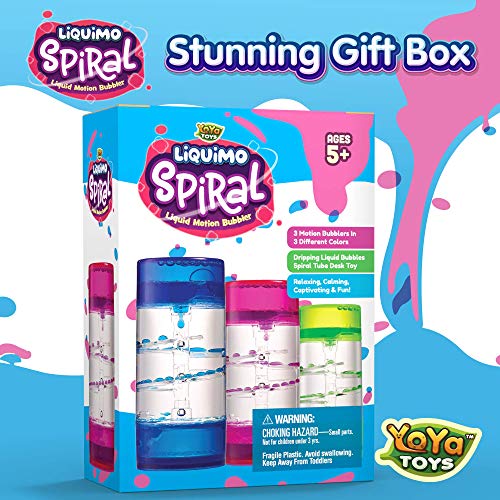 Liquimo Spiral 3 Pack Liquid Motion Bubbler Timers for Kids and Adults, Hourglass Bubbler Timer Set in Gift Box, Fidget Sensory Toys for Autistic Children, Desk Accessories, Holiday Stocking Stuffers - Thumbnail 3