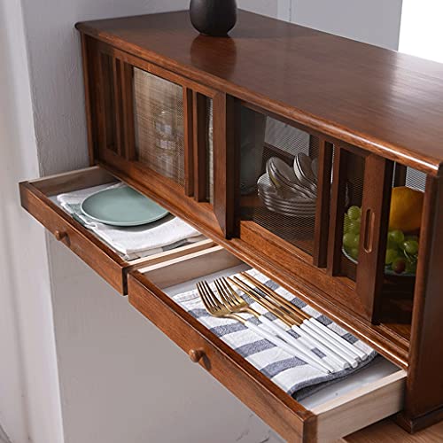 zyr Retro Sideboard Massivholz Schüssel Schrank Tee Schrank Japanischer Stil Küchenlagerkabinett Geschirrspeicherschrank Pantry Lagerung Arbeitstabinente - Image 4
