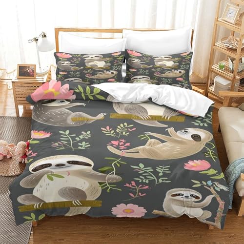 Parure de lit paresseux avec housse de couette confortable en microfibre 3D