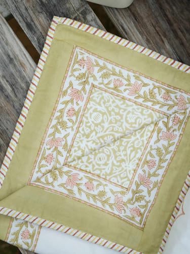 Image of Madhurika Queen Size Quilt | Hand Block Floral Printed | Muslin Dohar - 100% Cotton | 3-Layer Lightweight Reversible Blanket - Soft, Breathable, Travel-Friendly Throw for Home & Bedroom (Peach)