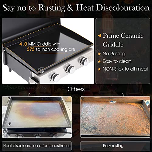 MFSTUDIO 22 Inch Tabletop Griddle, 3 Burners Flat Top Propane Gas BBQ Grill for Outdoor Camping, Kitchen, Tailgating, 375 sq. in. Heavy Duty Ceramic Coating Griddle Plate & 24000 BTU Burner MFSTUDIO 22 Inch Tabletop Griddle, 3 Burners Flat Top Propane Gas BBQ Grill for Outdoor Camping, Kitchen, Tailgating, 375 sq. in. Heavy Duty Ceramic Coating Griddle Plate & 24000 BTU Burner