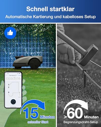 ECOVACS Goat O600 RTK Care Kit Mähroboter Ohne Begrenzungskabel, 600 m², RTK+Vision-Navigation, Rasenmähroboter, KI-Hindernisvermeidung, App Steuerung, Passiert 0,7 M Schmale Stellen 3