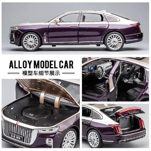 Image of LONGMIRE 1:24 HONGQI H9 Luxury Sedan Toy Car Model, Diecast Collectible Pull Back Model Car with Sound and Light, Toy Gift Vehicles for Adults Kids Boys Girls【Color As Per Stock】