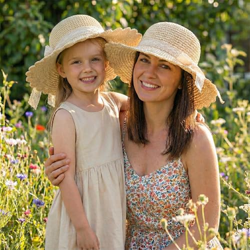 Summer Beach Sun Straw Hats for Women Wide Brim Packable Travel Bucket Hats UPF 50+ - Image 4
