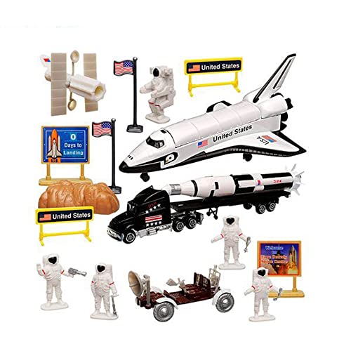 20 Pieces Space Shuttle Playset with Astronaut Moon Rover Satellite Rocket Launch Space Adventure Toy Playset 78172