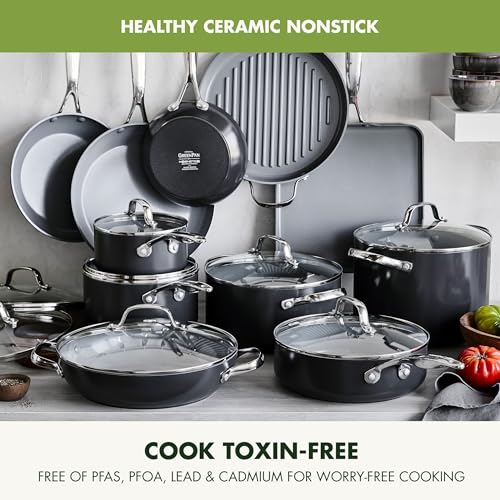 Greenpan CC005861-001 Valencia Pro Hard Anodized Healthy Ceramic Nonstick 22 Piece Cookware Pots & Pans Set thumb #1