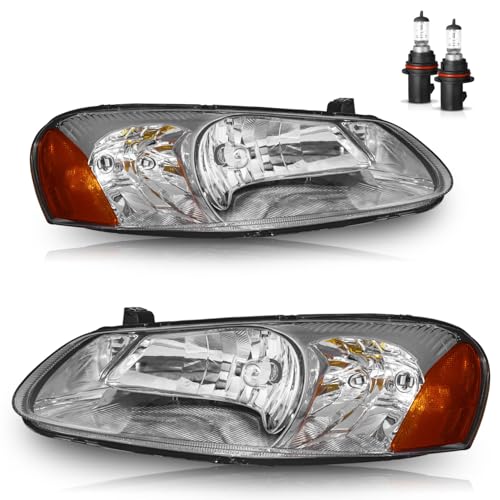 Image of Headlights for 2001-2006 Dodge Stratus 4 with High /Low Beam Bulbs | Halogen Headlights Assembly for for 2001-2003 Chrysler Sebring 4-Dr Sedan, Driver & Passenger Side