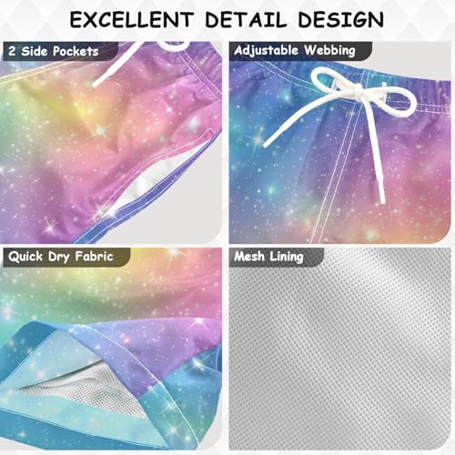 Pigsaly Boys' Swim Board Shorts Rainbow Gradient Sarry Boy's Swim Trunks Kids Swimwear S3