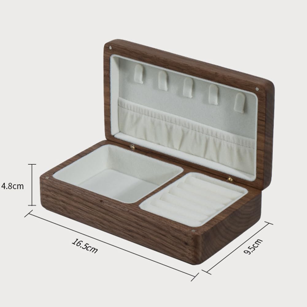 Tragbare Mini-Reise-Schmuck-Aufbewahrungsbox – Massivholz mit Magnetverschluss für Ohrringe, Ringe und Halsketten – perfekt für Reisen und Zuhause