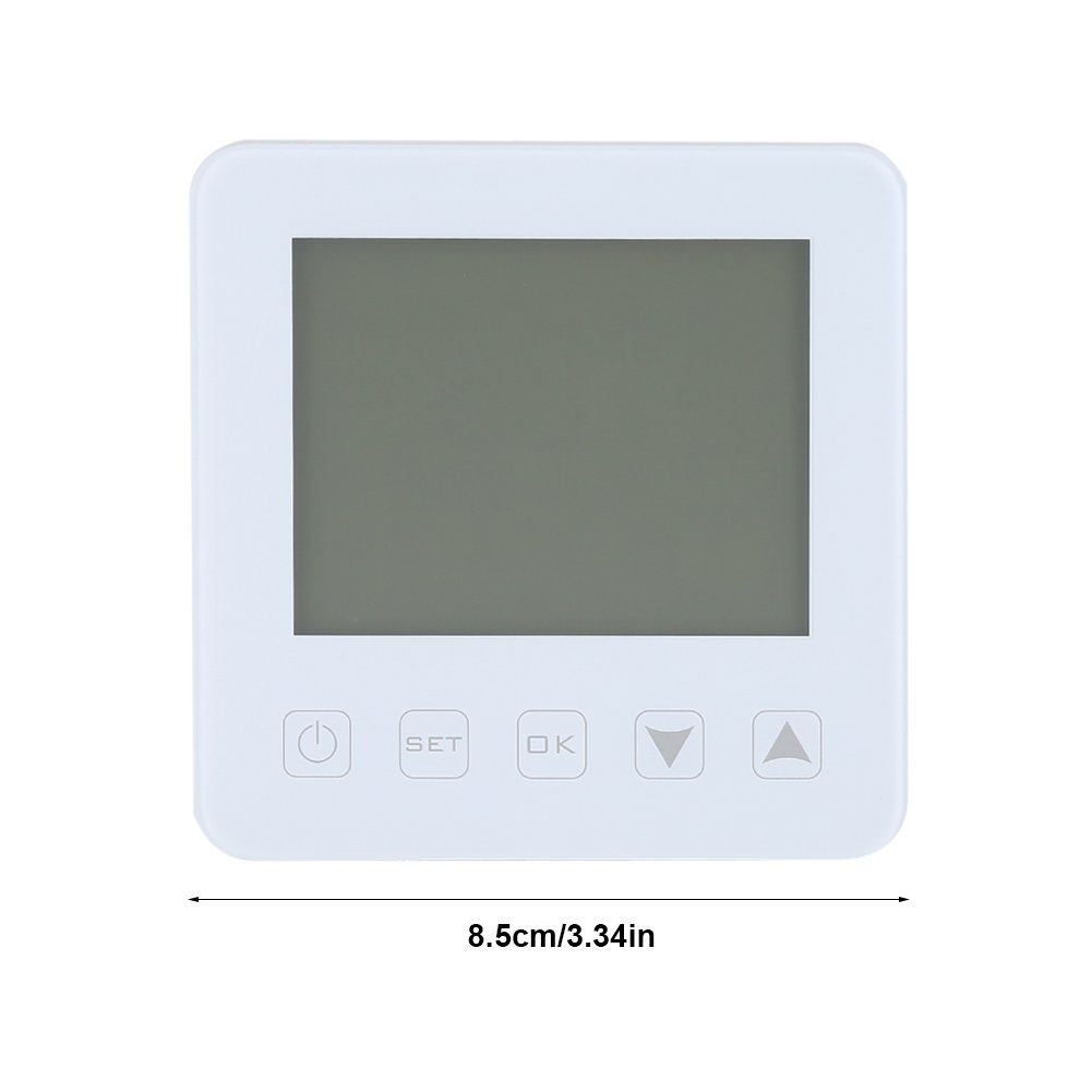 16A - Termostato Digital programable, Pantalla LCD Grande, Mando a Distancia termostato de calefacción eléctrico Controlador de Temperatura Ambiente retroiluminado, Color Blanco