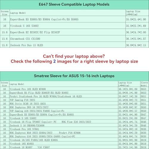 Image of Smatree Laptop Sleeve for 16 inch ASUS ExpertBook B3 B3604