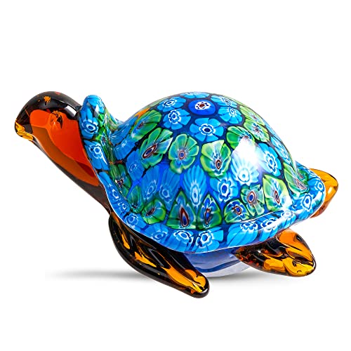 Mundgeblasene Glas-Meeresschildkröten-Figur, Briefbeschwerer, Meerestier-Ornament für Heimdekoration, Meerestier-Sammlung als Geburtstagsgeschenk, Glasschildkröten-Skulptur Cover