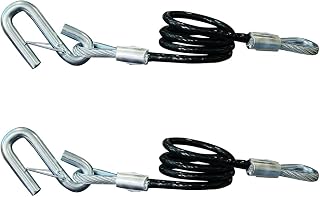 DLFZWB 44-Inch Vinyl-Coated Trailer Safety Cables with Snap Hooks, 5000 lbs Break Strength, Pack of 2 - Black