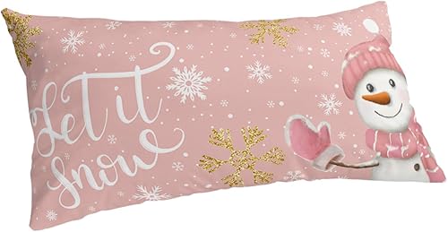 Miniatura 8 de Funda de almohada corporal de muñeco de nieve, fundas de almohada suaves y decorativas de lujo para sofá largo lumbar con cierre de sobre, Feliz