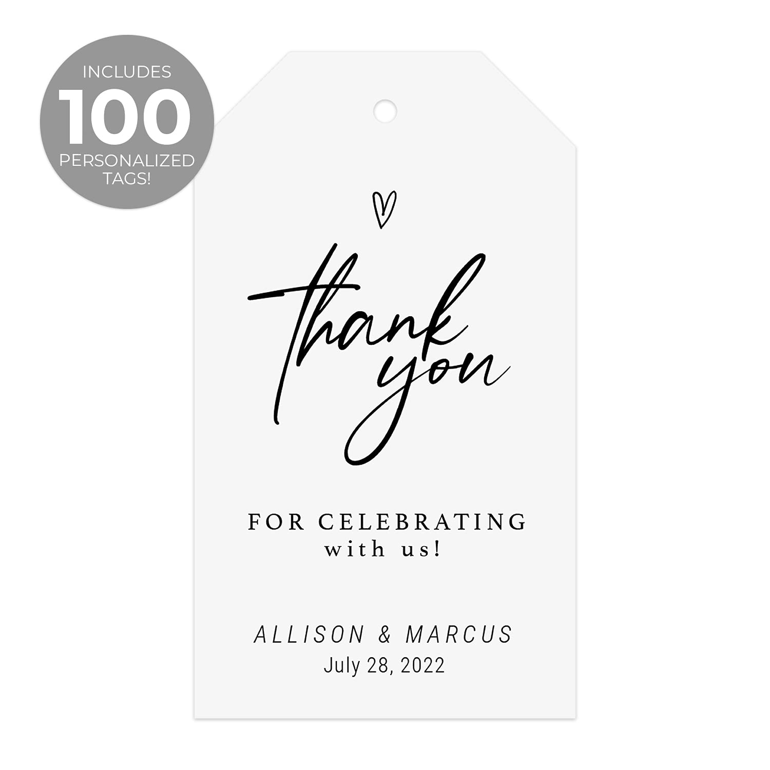 100 Etichette Personalizzate Per Bomboniere - Tag Blue 'Thank You For Celebrating' 4x5.5 Cm - 2