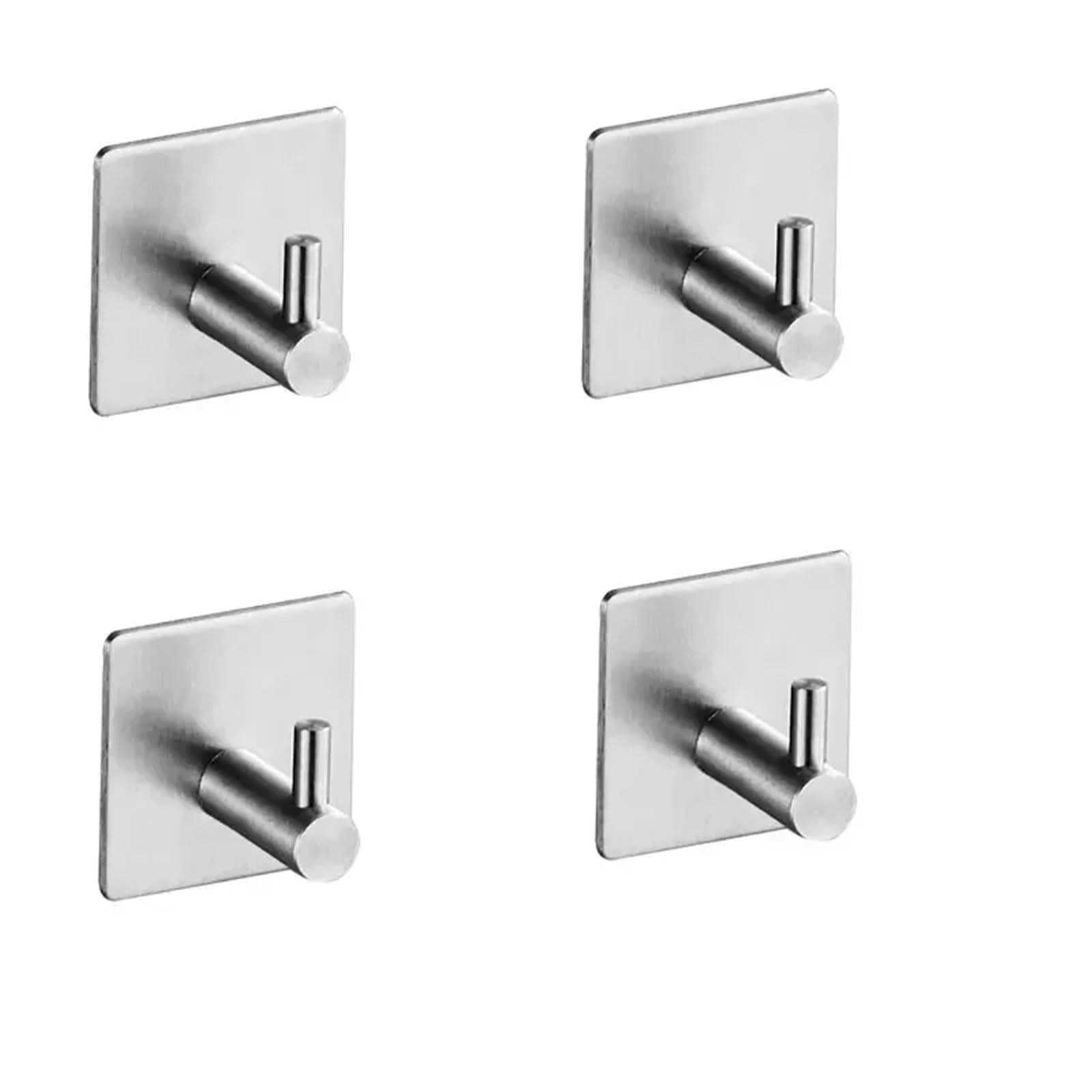 Janxelnova 4Pcs Adhesive Heavy Duty Wall Hooks, Water Resistant Stainless Steel Hooks For Hanging Coat, Hat, Towel Robe Hook Rack(4Pcs)