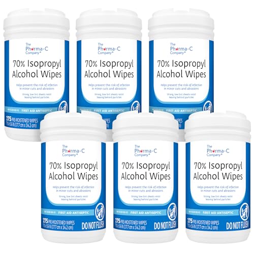 The Pharma-C Company - 70% Isopropyl Alcohol Wipes - Bulk Large Durable IPA Wipes. First-Aid...