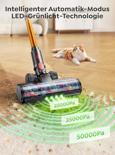 INTETURE Akku Staubsauger 600W/50KPA/65Min,Selbststehender Staubsauger Kabellos mit 1M Ausziehbarer Schlauch,Wandladestation,Automatikmodus,Anti-Tangle-Bürste,Filtersystem für Teppiche/Hartböden/Auto 4