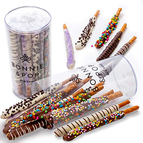 Bonnie and Popâ€™s Chocolate Dipped Pretzel Gift Baskets for Easter | Women | Food Gift Baskets | Prime Holiday Motherâ€™s Day Birthday Cookie Gifts | Treats for Family Holiday Ideas